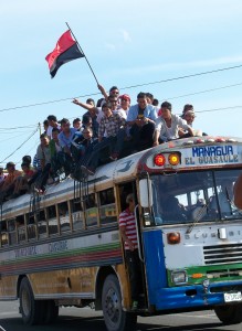 Followers going to Managua