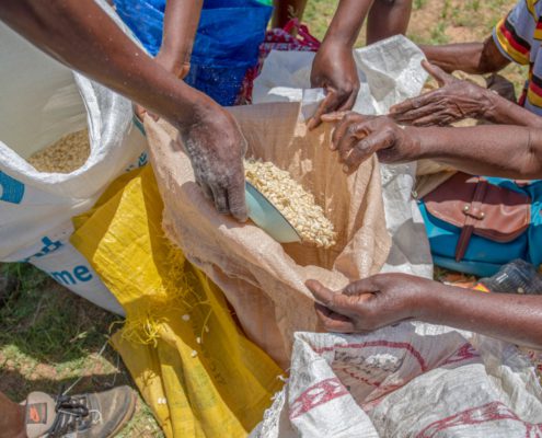 Distribución de comida en Haití