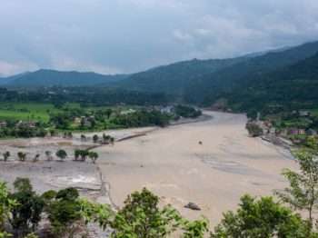 Pueblo anegado en Nepal por las inundaciones