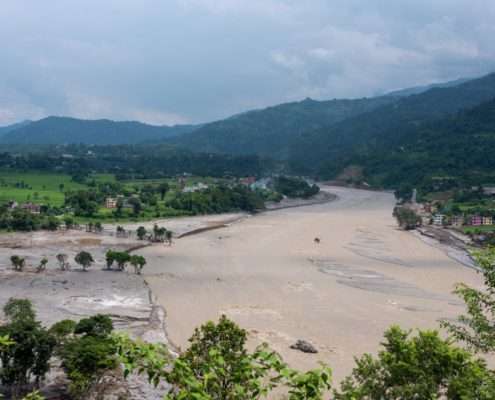 Pueblo anegado en Nepal por las inundaciones
