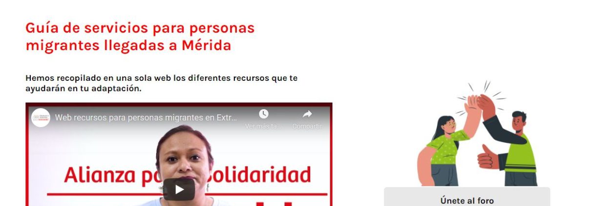 web apoyo personas migrantes